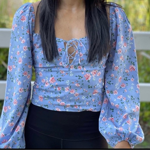 Abercrombie & Fitch Tops - Abercrombie & Fitch Light Blue Floral Blouse